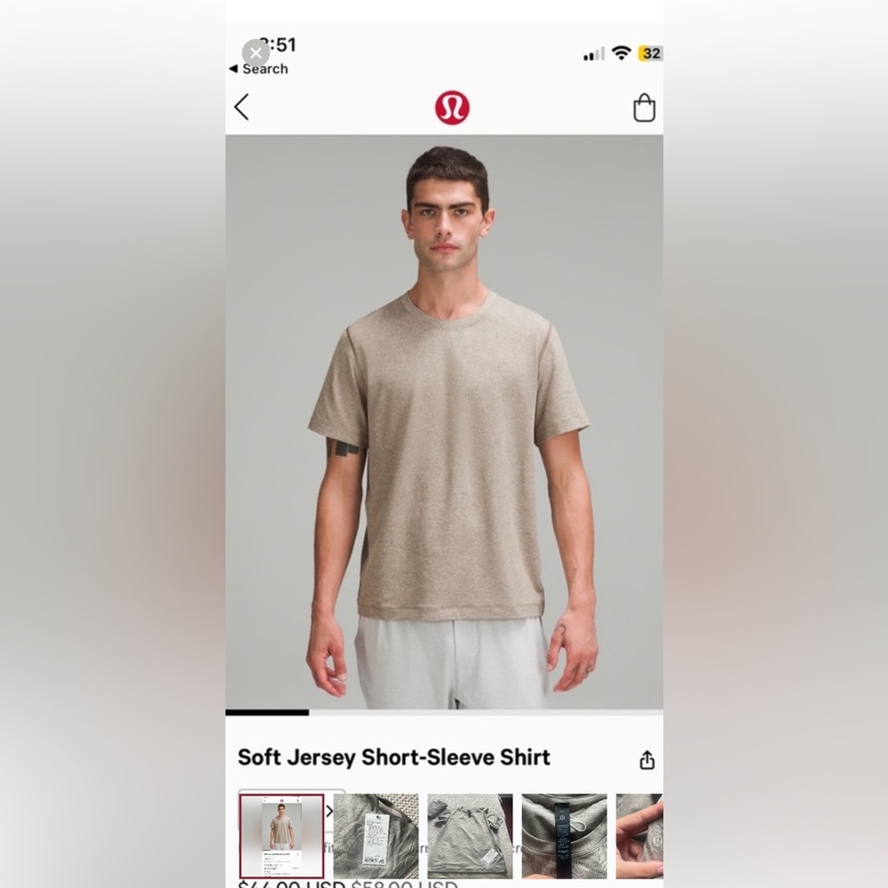 Lululemon men's tshirt original 58 dollars new with tag.